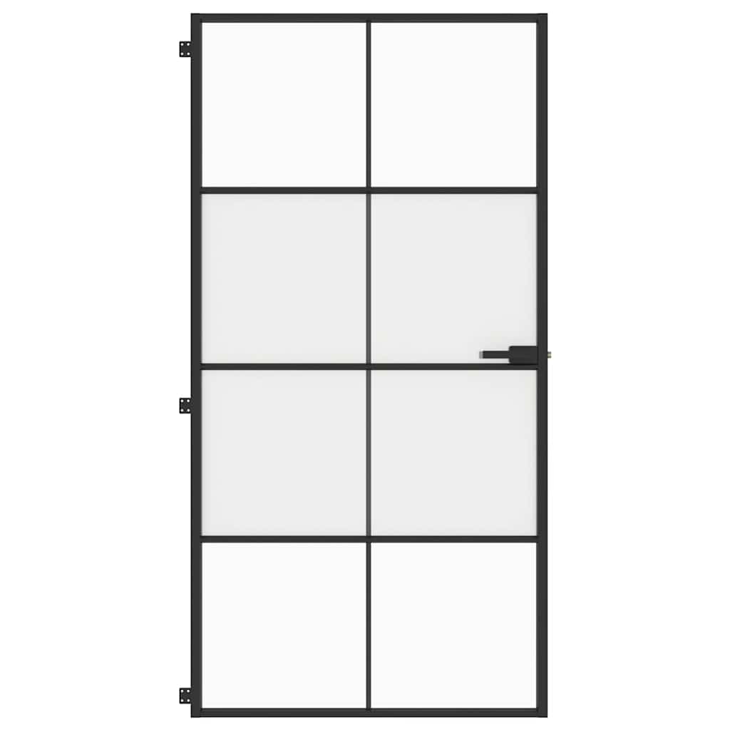 Porta Interni Sottile Nera 102,5x201,5Vetro Temperato Alluminio | homemem39