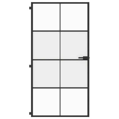 Porta Interni Sottile Nera 102,5x201,5Vetro Temperato Alluminio - homemem39