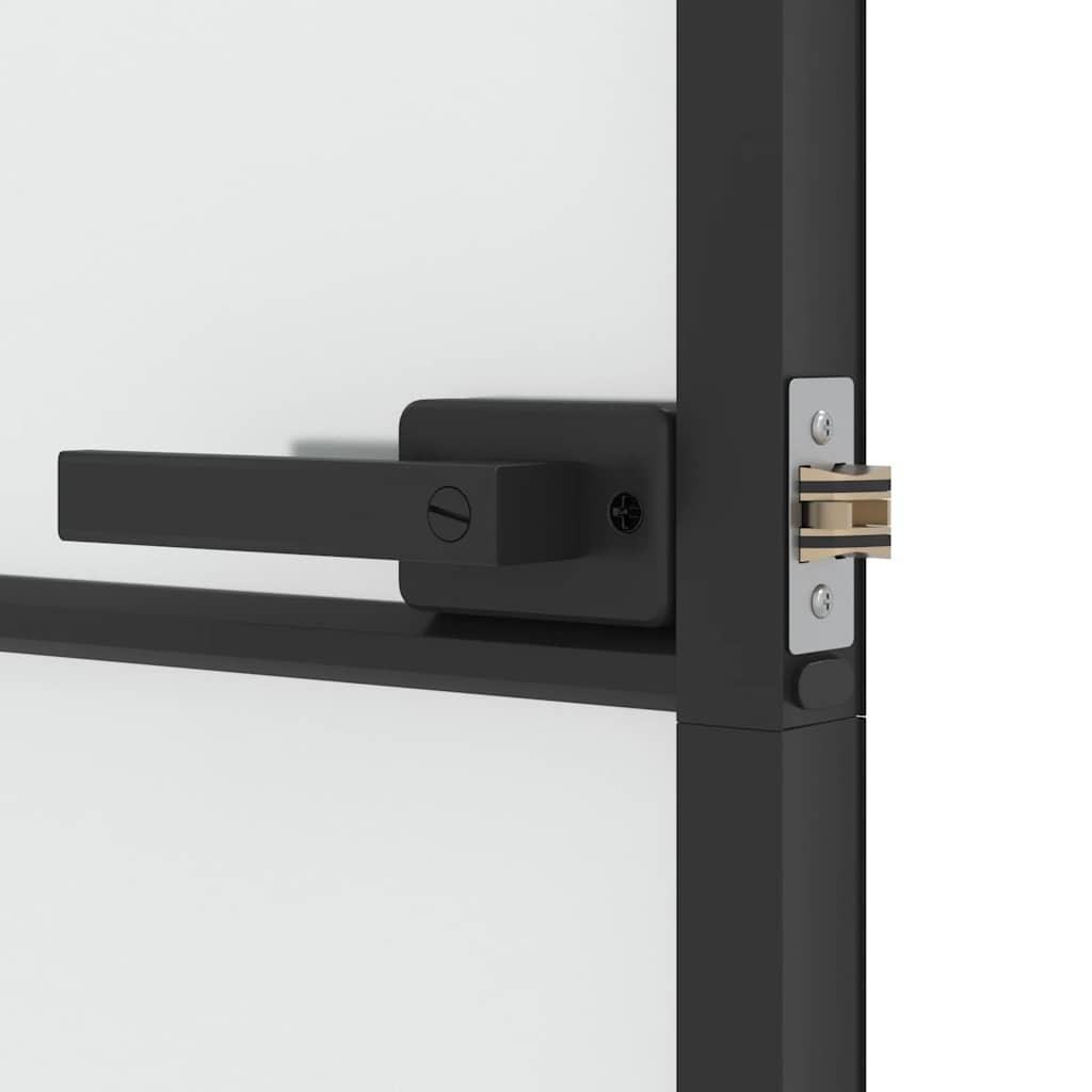 Porta Interni Sottile Nera 102,5x201,5Vetro Temperato Alluminio | homemem39