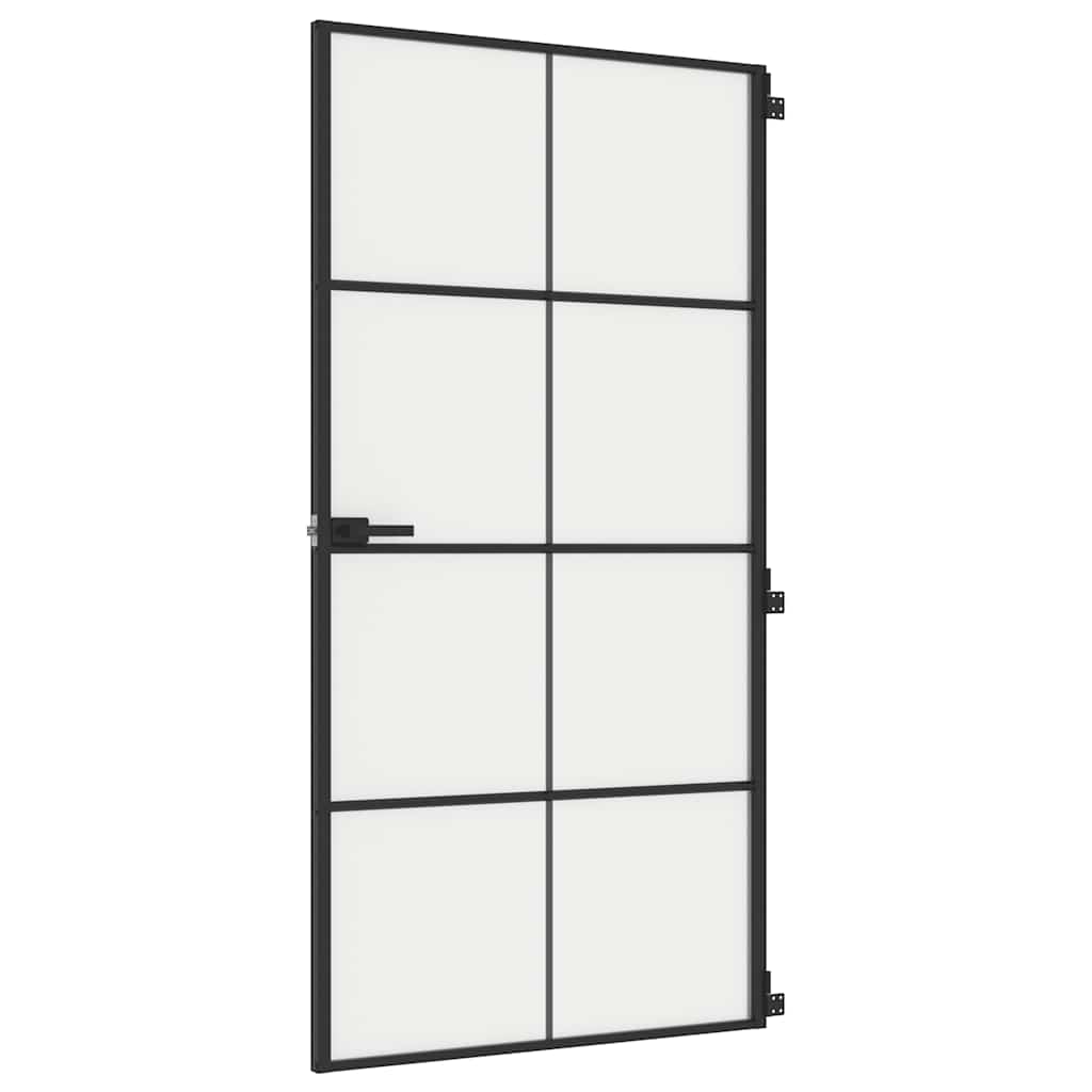 Porta Interni Sottile Nera 102,5x201,5Vetro Temperato Alluminio | homemem39