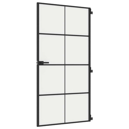 Porta Interni Sottile Nera 102,5x201,5Vetro Temperato Alluminio | homemem39
