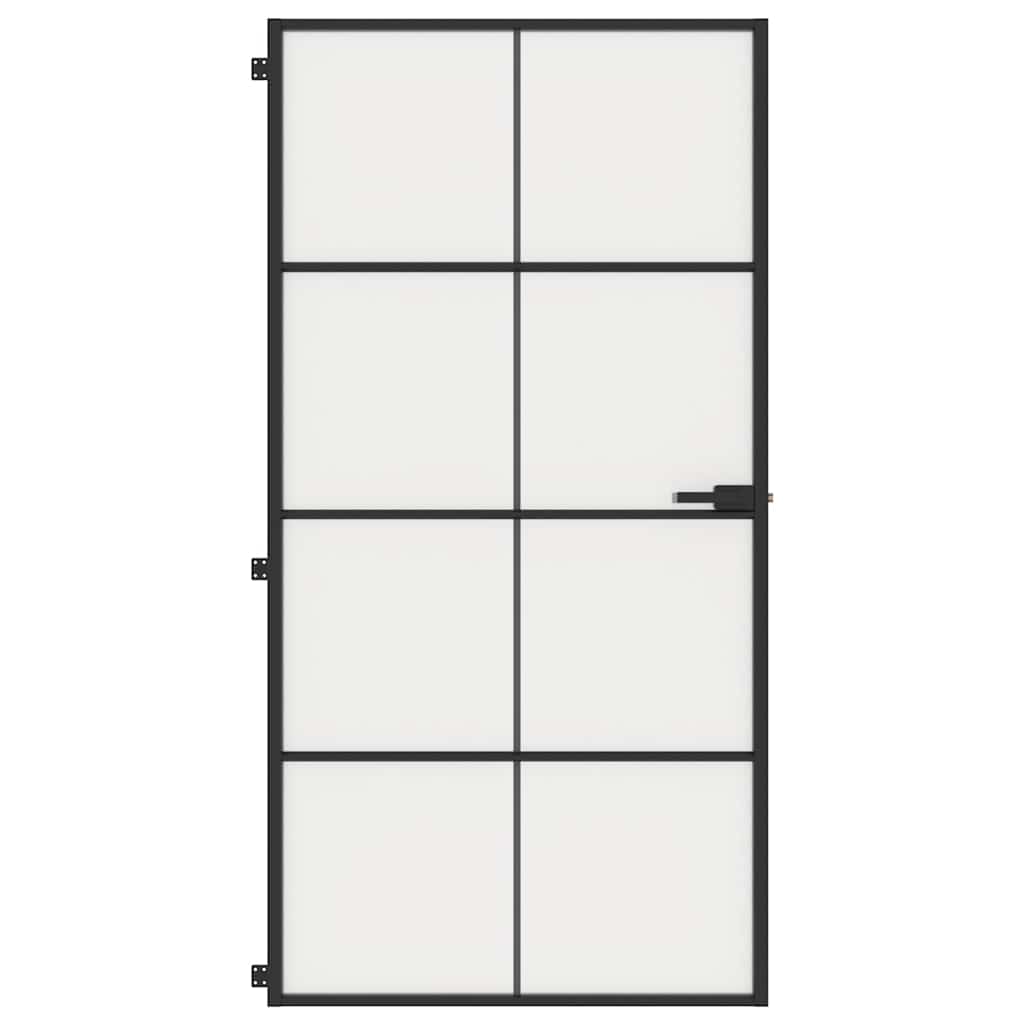 Porta Interni Sottile Nera 102,5x201,5Vetro Temperato Alluminio - homemem39