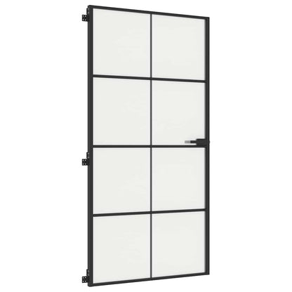 Porta Interni Sottile Nera 102,5x201,5Vetro Temperato Alluminio | homemem39