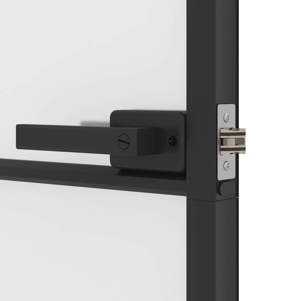 Porta Interni Sottile Nera 102,5x201,5Vetro Temperato Alluminio | homemem39