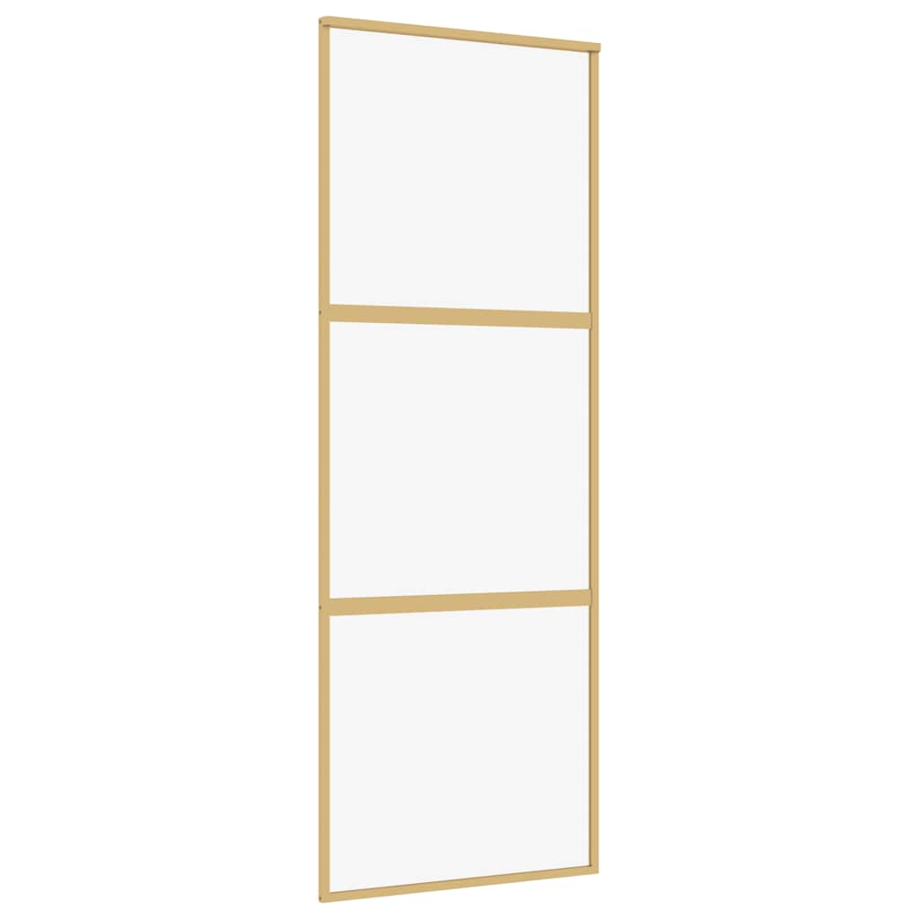 Porta Scorrevole Dorata 76x205 Vetro Trasparente ESG Alluminio | homemem39