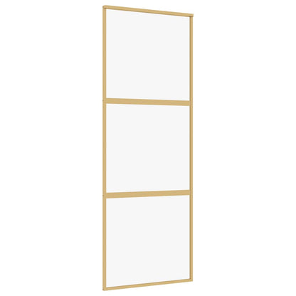Porta Scorrevole Dorata 76x205 Vetro Trasparente ESG Alluminio | homemem39