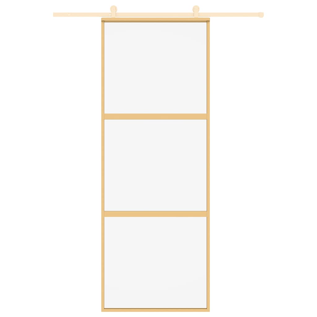 Porta Scorrevole Dorata 76x205 Vetro Trasparente ESG Alluminio | homemem39