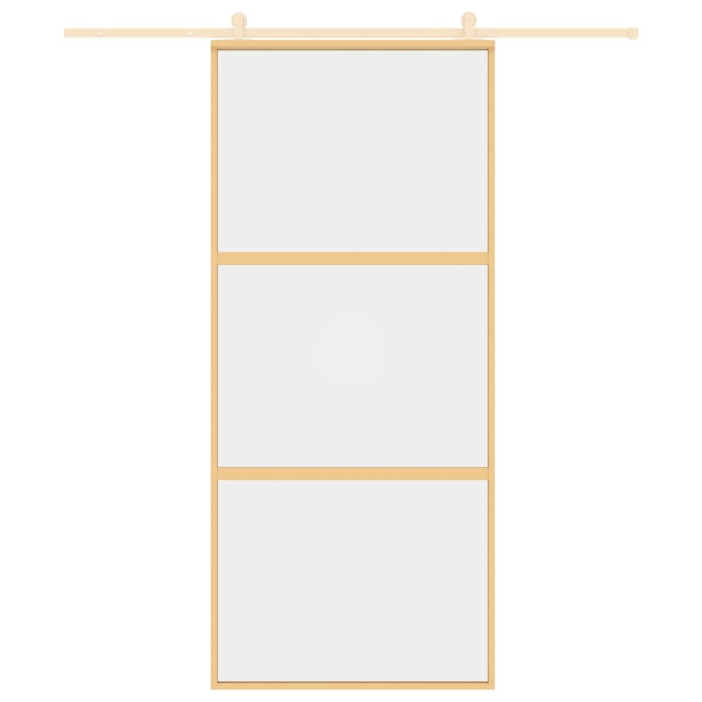 Porta Scorrevole Dorata 90x205 Vetro Trasparente ESG Alluminio - homemem39