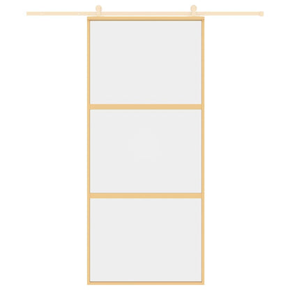 Porta Scorrevole Dorata 90x205 Vetro Trasparente ESG Alluminio - homemem39