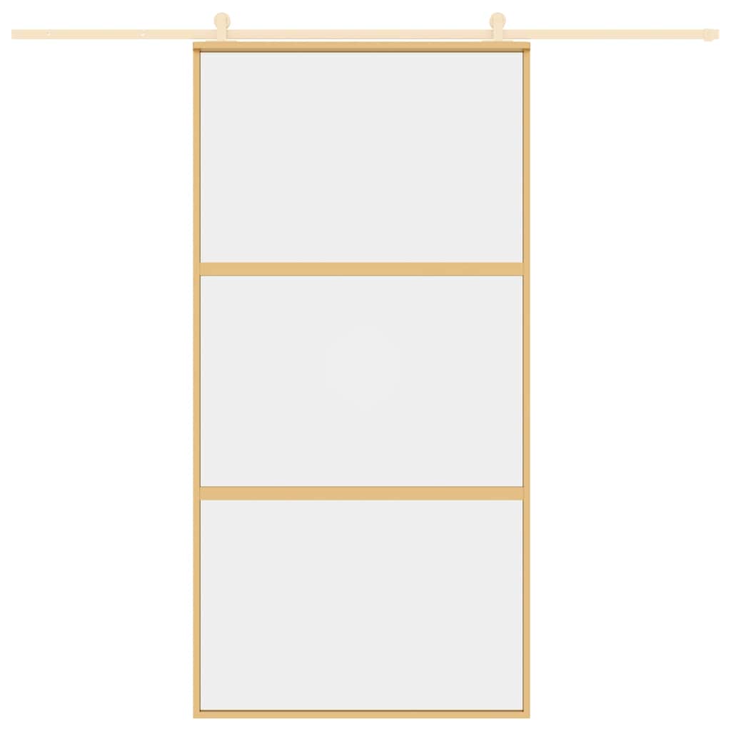 Porta Scorrevole Oro 102,5x205 Vetro Trasparente ESG Alluminio - homemem39
