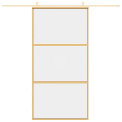 Porta Scorrevole Oro 102,5x205 Vetro Trasparente ESG Alluminio - homemem39