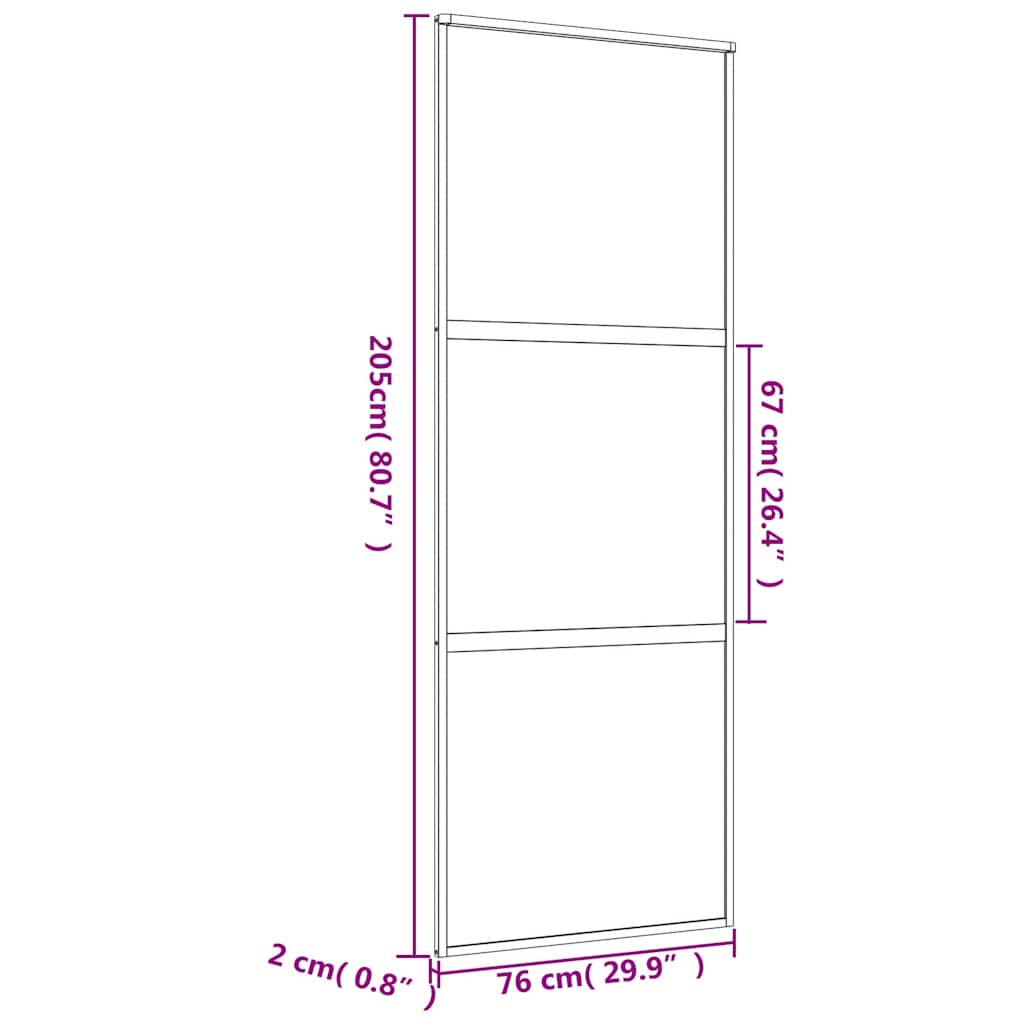 Porta Scorrevole Dorata 76x205 Vetro Smerigliato ESG Alluminio | homemem39