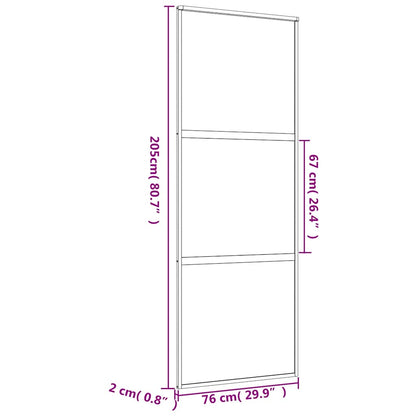 Porta Scorrevole Dorata 76x205 Vetro Smerigliato ESG Alluminio | homemem39
