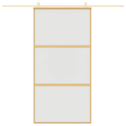 Porta Scorrevole Oro 102,5x205 Vetro Smerigliato ESG Alluminio | homemem39