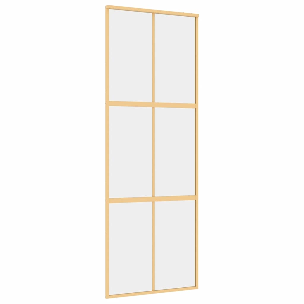 Porta Scorrevole Dorata 76x205 Vetro Trasparente ESG Alluminio | homemem39