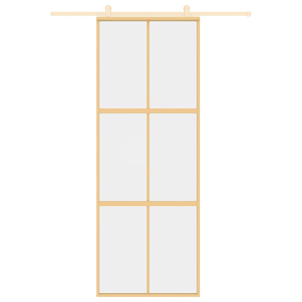 Porta Scorrevole Dorata 76x205 Vetro Trasparente ESG Alluminio | homemem39