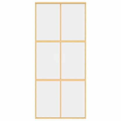 Porta Scorrevole Dorata 90x205 Vetro Trasparente ESG Alluminio | homemem39