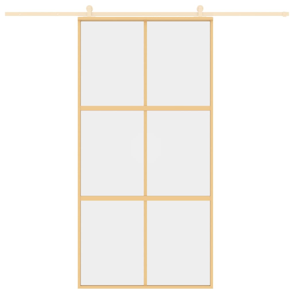 Porta Scorrevole Oro 102,5x205 Vetro Trasparente ESG Alluminio - homemem39