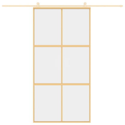 Porta Scorrevole Oro 102,5x205 Vetro Trasparente ESG Alluminio - homemem39