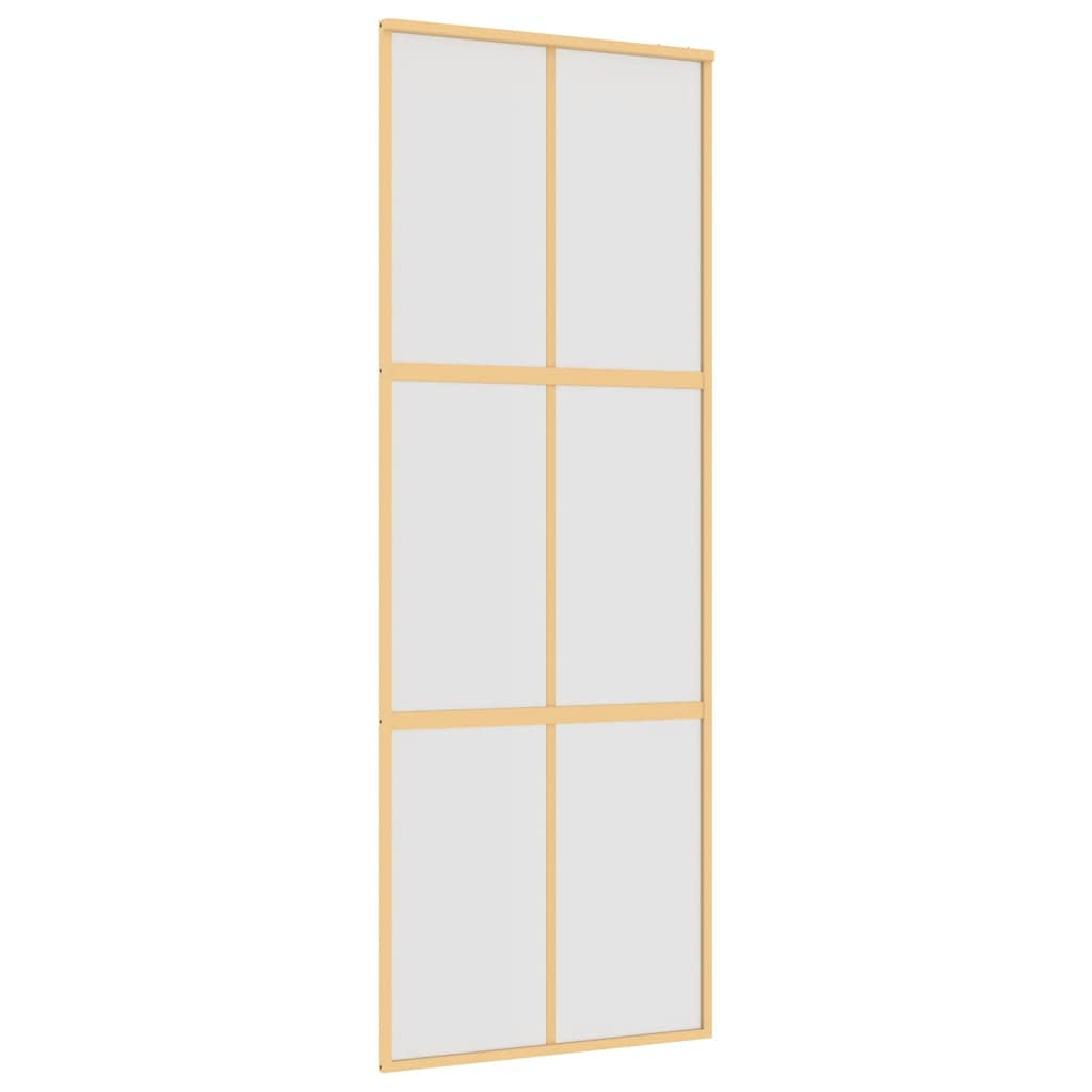 Porta Scorrevole Dorata 76x205 Vetro Smerigliato ESG Alluminio | homemem39