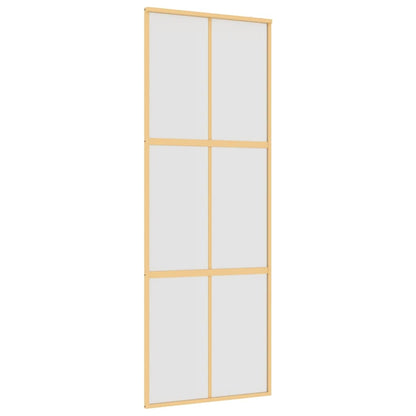 Porta Scorrevole Dorata 76x205 Vetro Smerigliato ESG Alluminio | homemem39