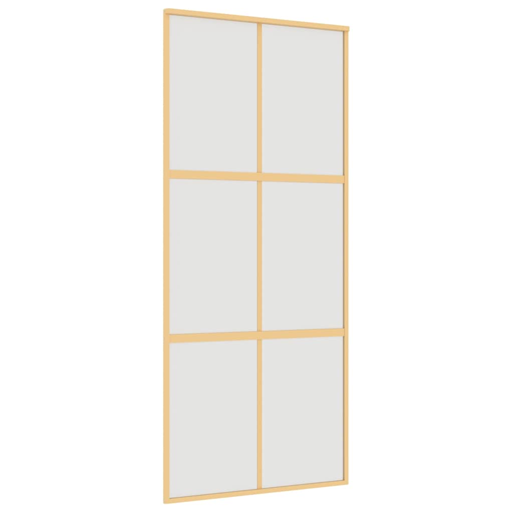 Porta Scorrevole Dorata 90x205 Vetro Smerigliato ESG Alluminio | homemem39