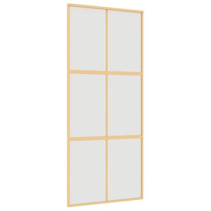 Porta Scorrevole Dorata 90x205 Vetro Smerigliato ESG Alluminio | homemem39