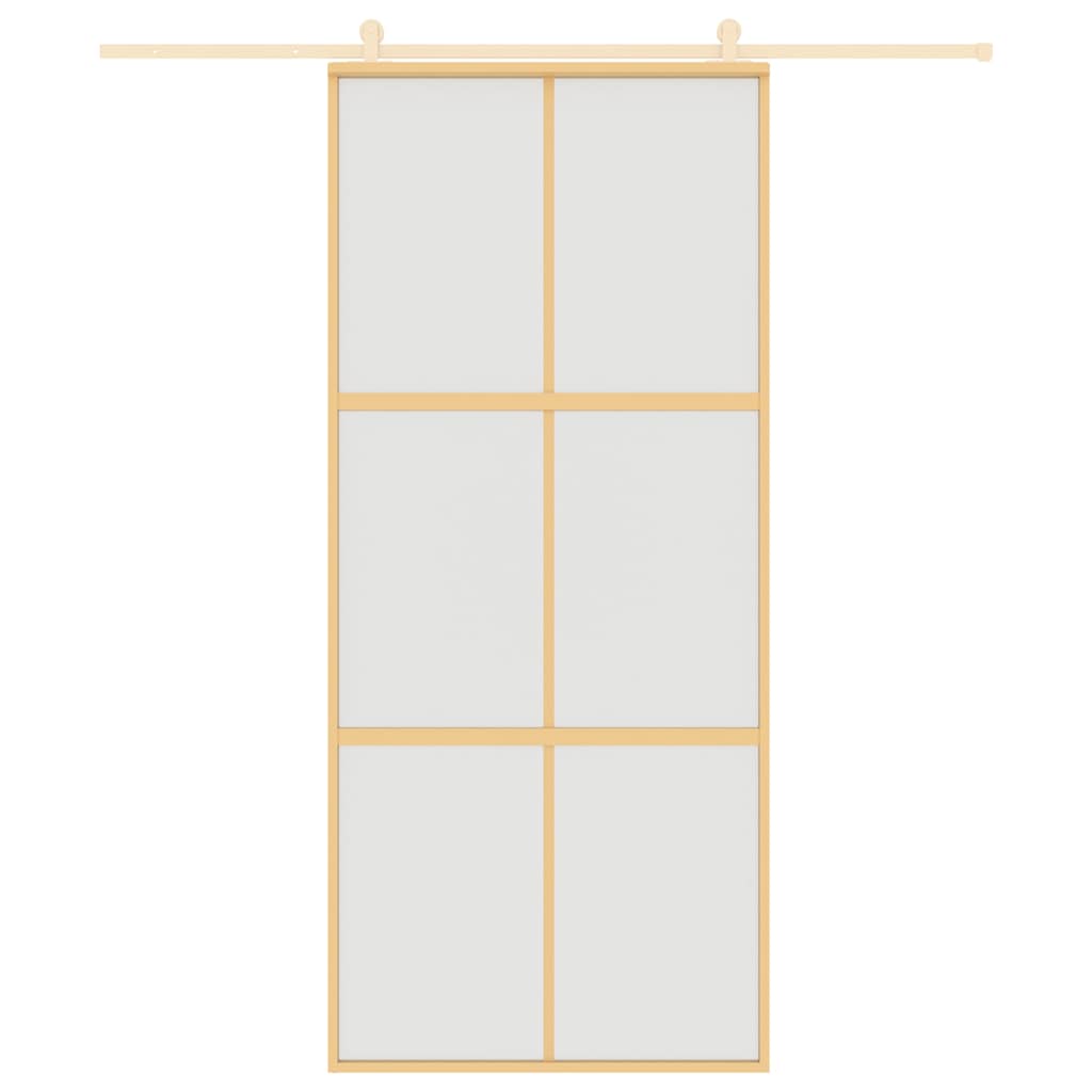 Porta Scorrevole Dorata 90x205 Vetro Smerigliato ESG Alluminio | homemem39