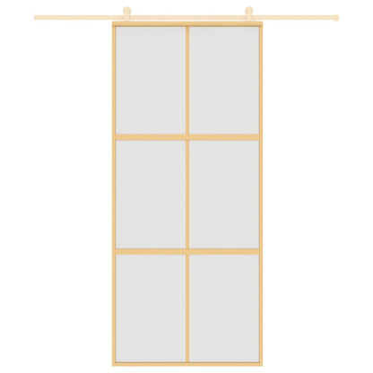 Porta Scorrevole Dorata 90x205 Vetro Smerigliato ESG Alluminio | homemem39