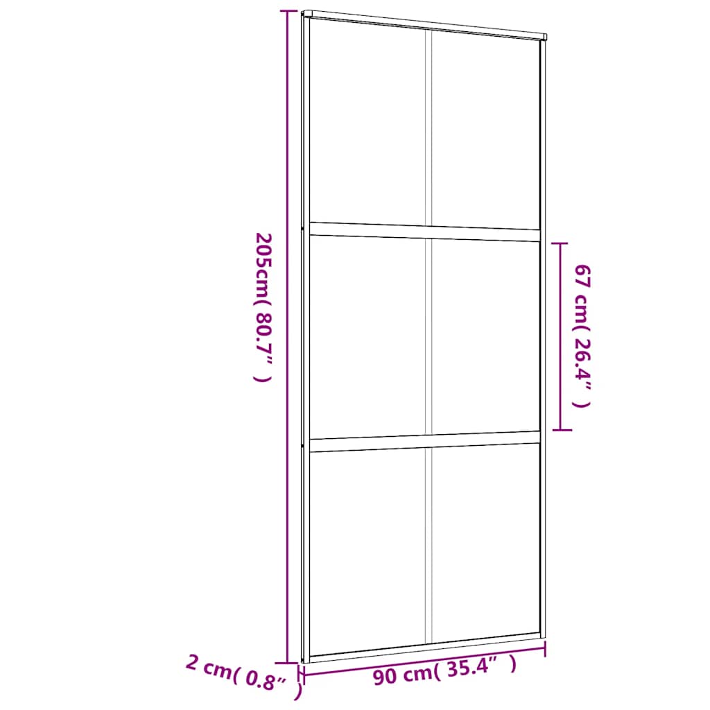 Porta Scorrevole Dorata 90x205 Vetro Smerigliato ESG Alluminio | homemem39