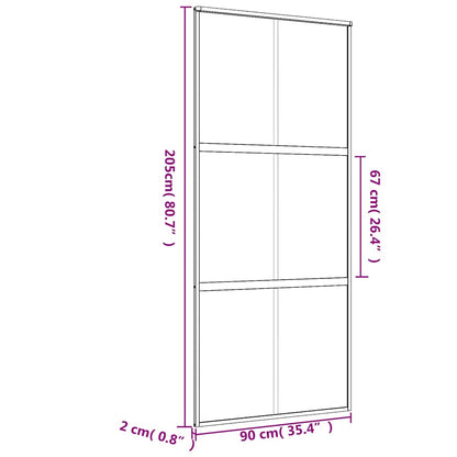 Porta Scorrevole Dorata 90x205 Vetro Smerigliato ESG Alluminio | homemem39
