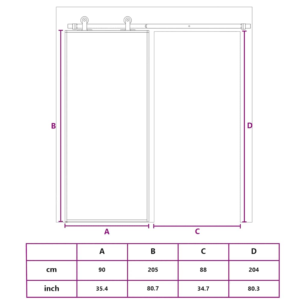Porta Scorrevole Dorata 90x205 Vetro Smerigliato ESG Alluminio | homemem39