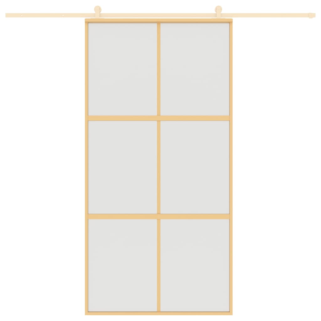 Porta Scorrevole Oro 102,5x205 Vetro Smerigliato ESG Alluminio | homemem39