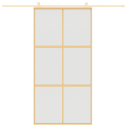 Porta Scorrevole Oro 102,5x205 Vetro Smerigliato ESG Alluminio - homemem39