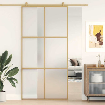 Porta Scorrevole Oro 102,5x205 Vetro Smerigliato ESG Alluminio | homemem39