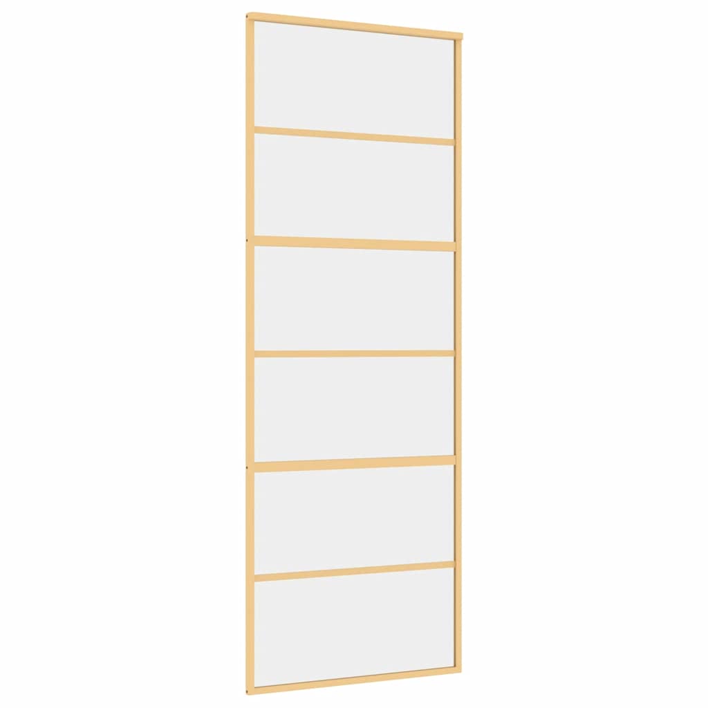 Porta Scorrevole Dorata 76x205 Vetro Trasparente ESG Alluminio | homemem39