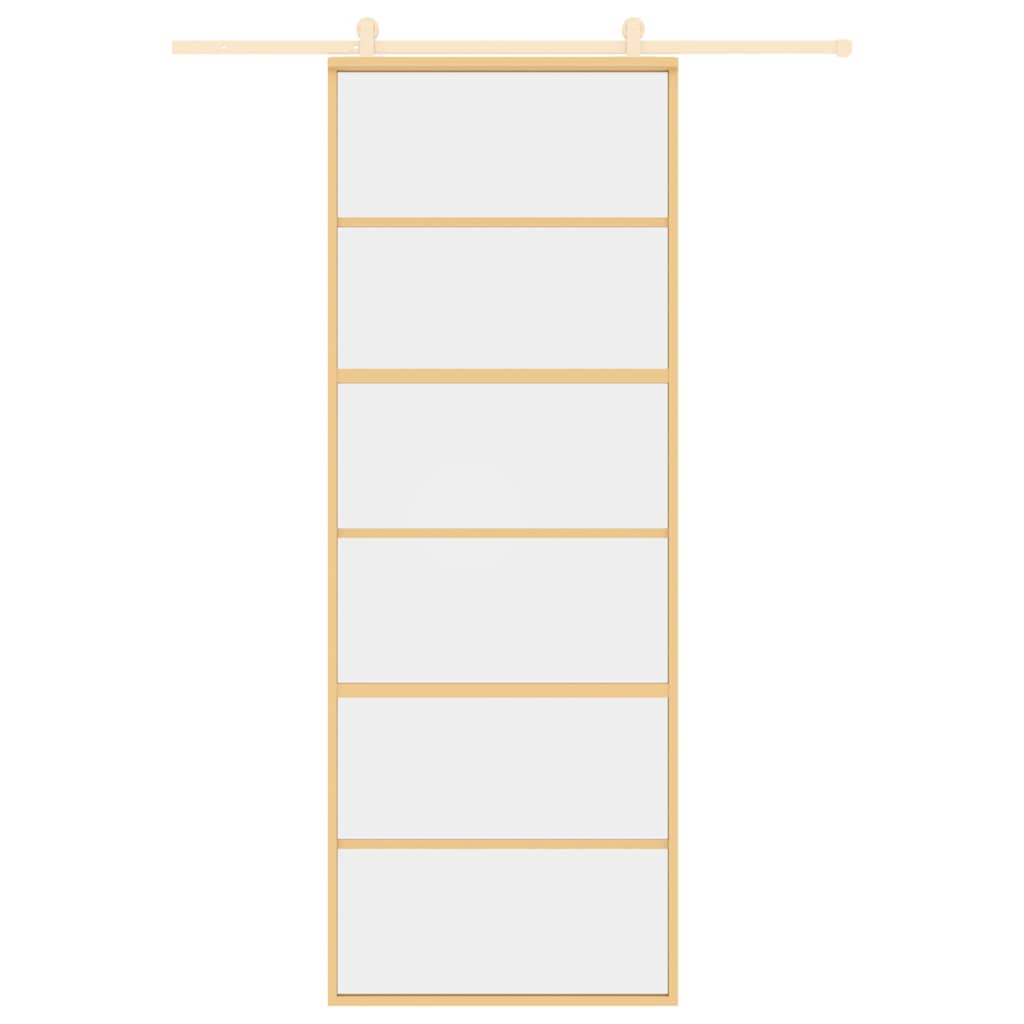 Porta Scorrevole Dorata 76x205 Vetro Trasparente ESG Alluminio | homemem39