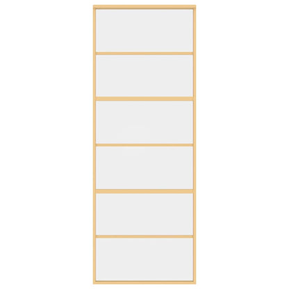 Porta Scorrevole Dorata 76x205 Vetro Trasparente ESG Alluminio | homemem39