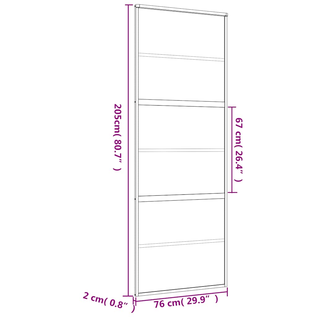 Porta Scorrevole Dorata 76x205 Vetro Trasparente ESG Alluminio | homemem39