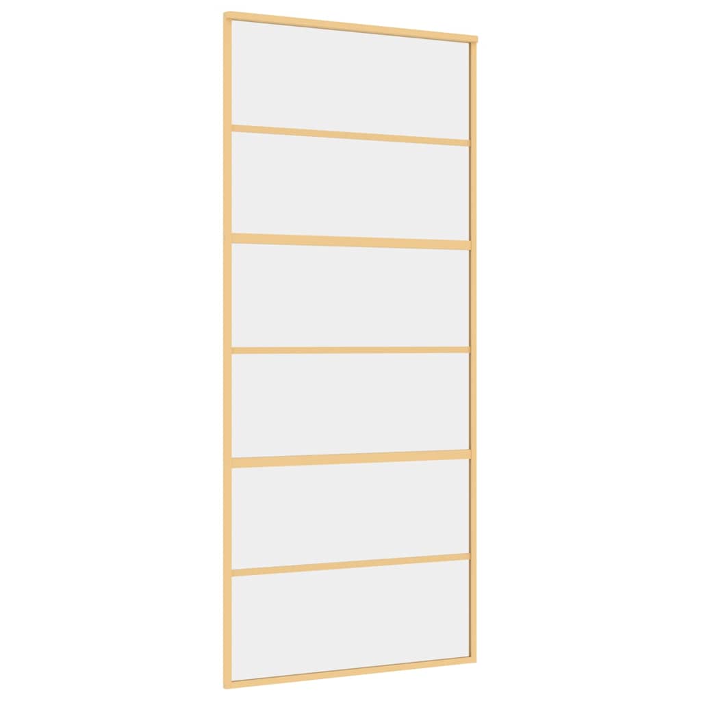 Porta Scorrevole Dorata 90x205 Vetro Trasparente ESG Alluminio | homemem39
