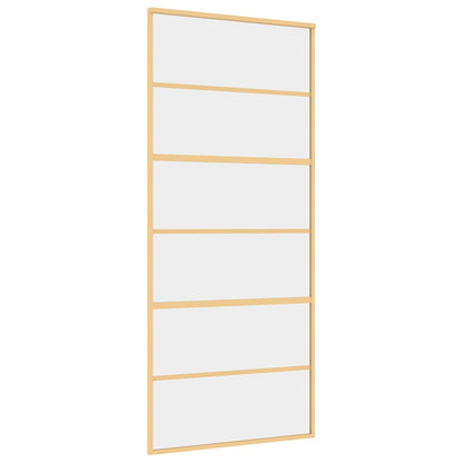 Porta Scorrevole Dorata 90x205 Vetro Trasparente ESG Alluminio | homemem39