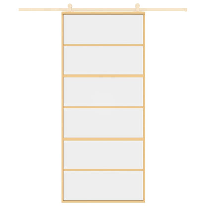 Porta Scorrevole Dorata 90x205 Vetro Trasparente ESG Alluminio - homemem39
