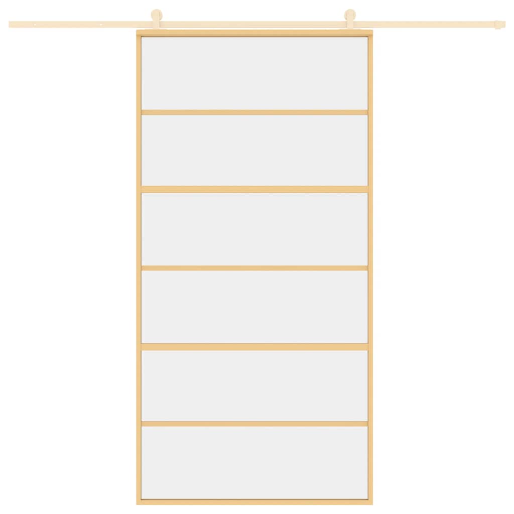 Porta Scorrevole Oro 102,5x205 Vetro Trasparente ESG Alluminio | homemem39