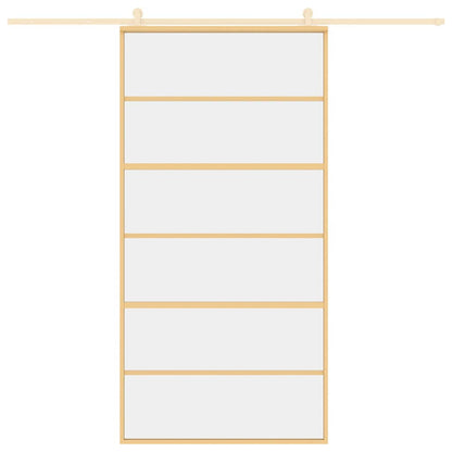 Porta Scorrevole Oro 102,5x205 Vetro Trasparente ESG Alluminio | homemem39