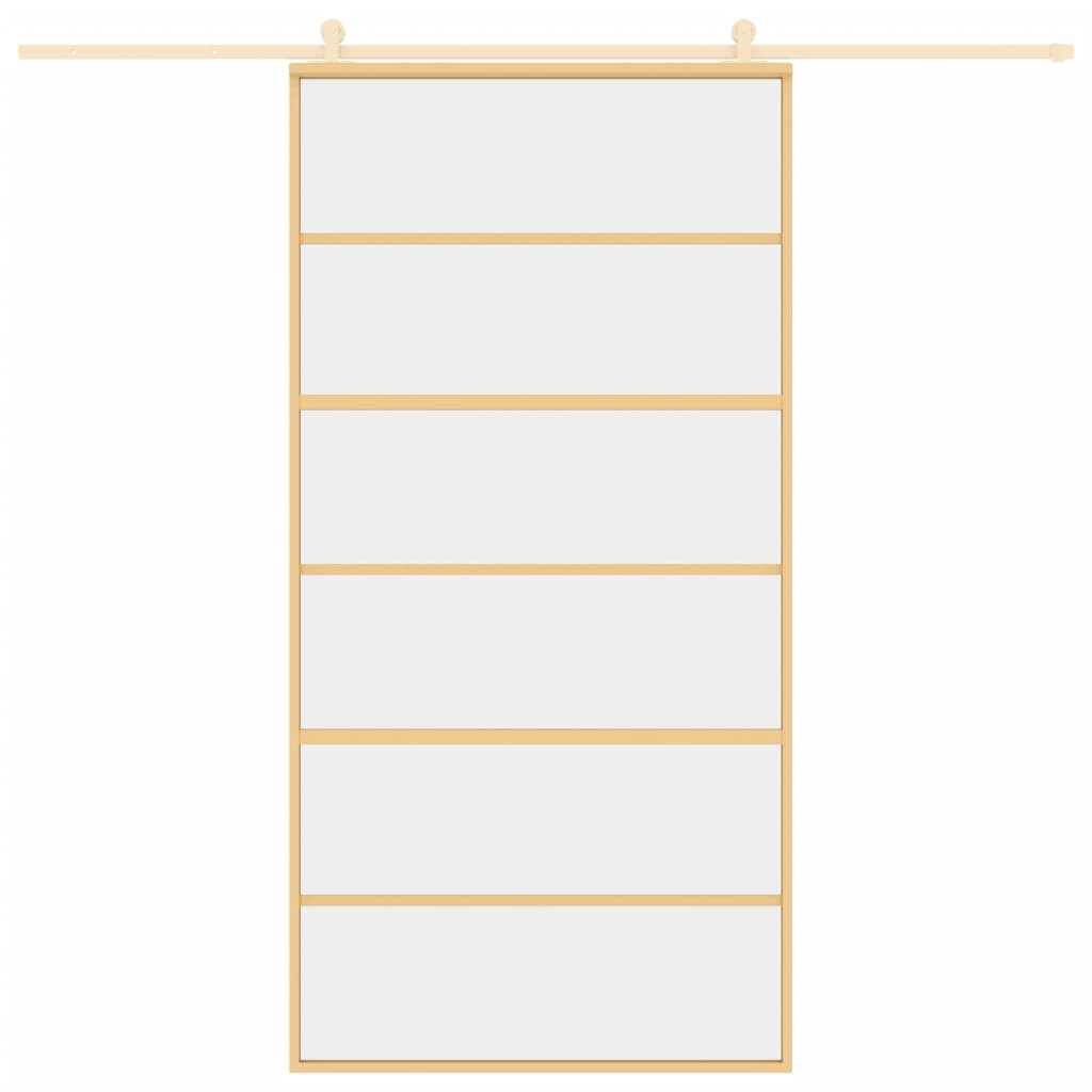 Porta Scorrevole Oro 102,5x205 Vetro Trasparente ESG Alluminio - homemem39