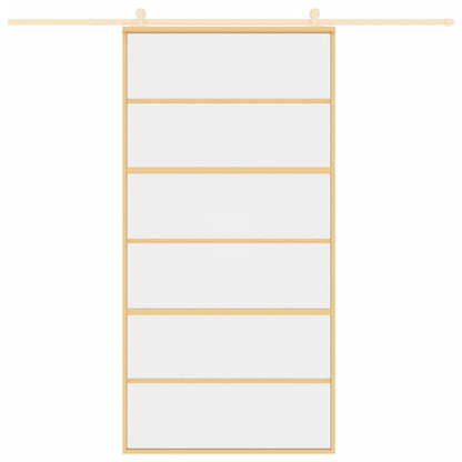 Porta Scorrevole Oro 102,5x205 Vetro Trasparente ESG Alluminio - homemem39