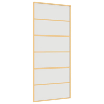 Porta Scorrevole Dorata 90x205 Vetro Smerigliato ESG Alluminio | homemem39
