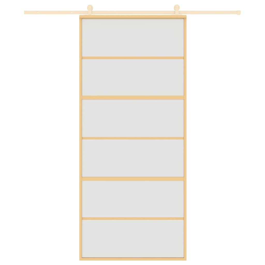 Porta Scorrevole Dorata 90x205 Vetro Smerigliato ESG Alluminio | homemem39