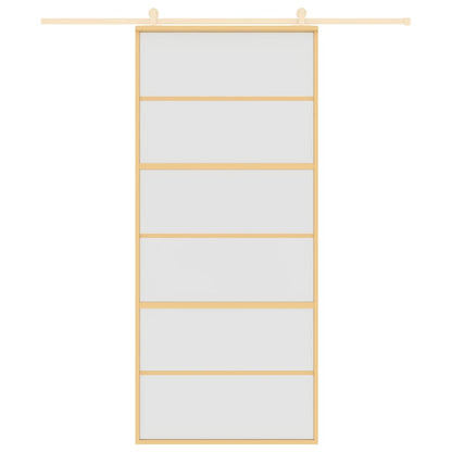 Porta Scorrevole Dorata 90x205 Vetro Smerigliato ESG Alluminio | homemem39