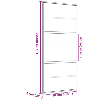 Porta Scorrevole Dorata 90x205 Vetro Smerigliato ESG Alluminio | homemem39